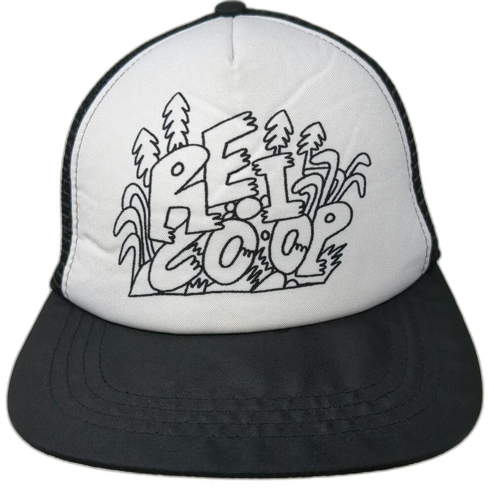 REI Trucker Hat Black One Size Mesh Back Snapback CO-OP Doodle Graphic Trees